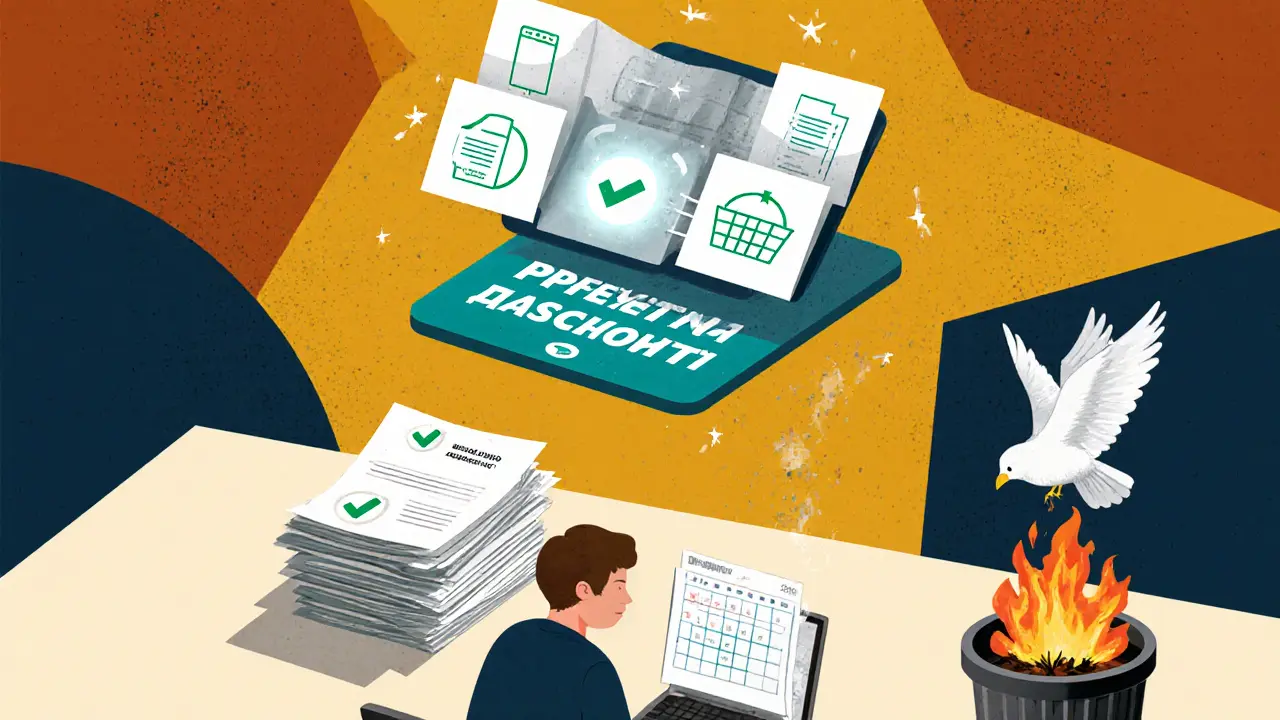 Цифровой кредитный паспорт раскрывается над столом, показывая платежи за ЖКХ и покупки, а за спиной — сгоревшие отказы и новый одобрение.