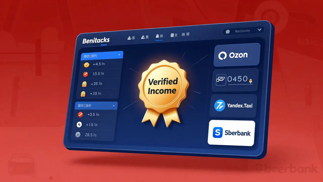 Цифровая панель с потоками доходов из карты, ПФР и бизнеса, формирующая значок 'Подтверждённый доход'.