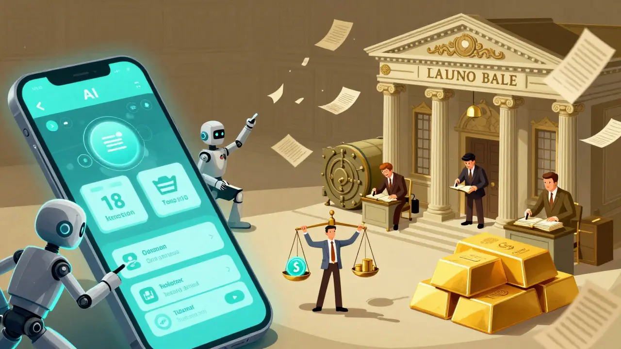 Цифровой банк с роботами и автоматизацией сражается с традиционным банком в стиле советского плаката.