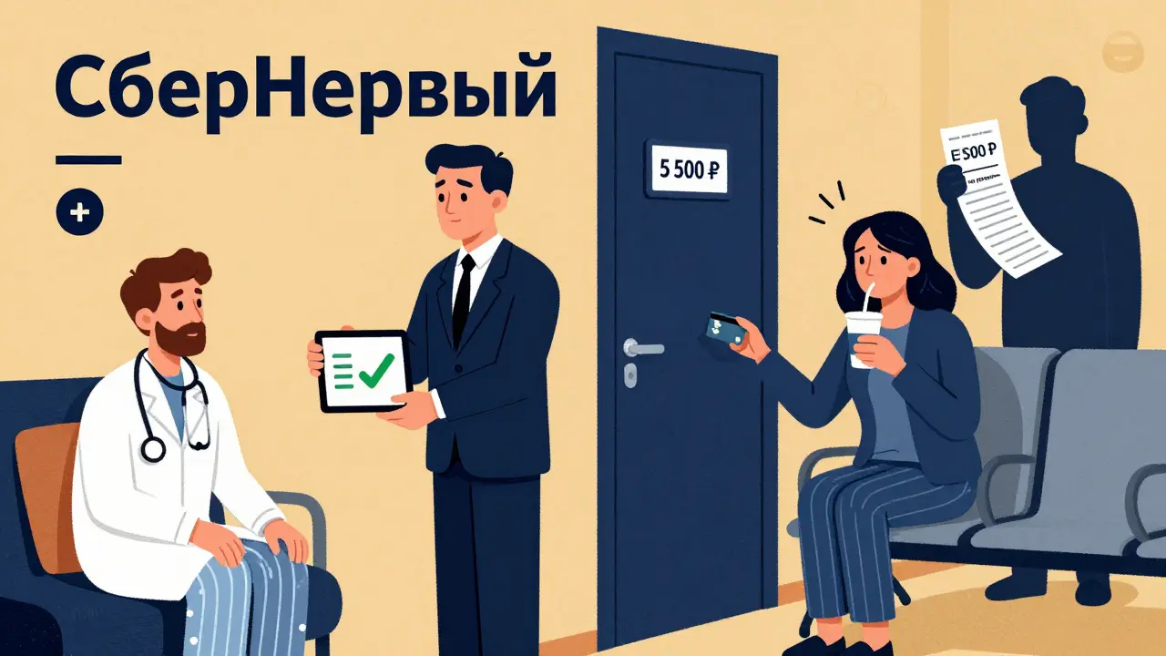 Два сценария: один — врач приходит домой, другой — клиент платит штраф за несоблюдение условий премиальной карты.