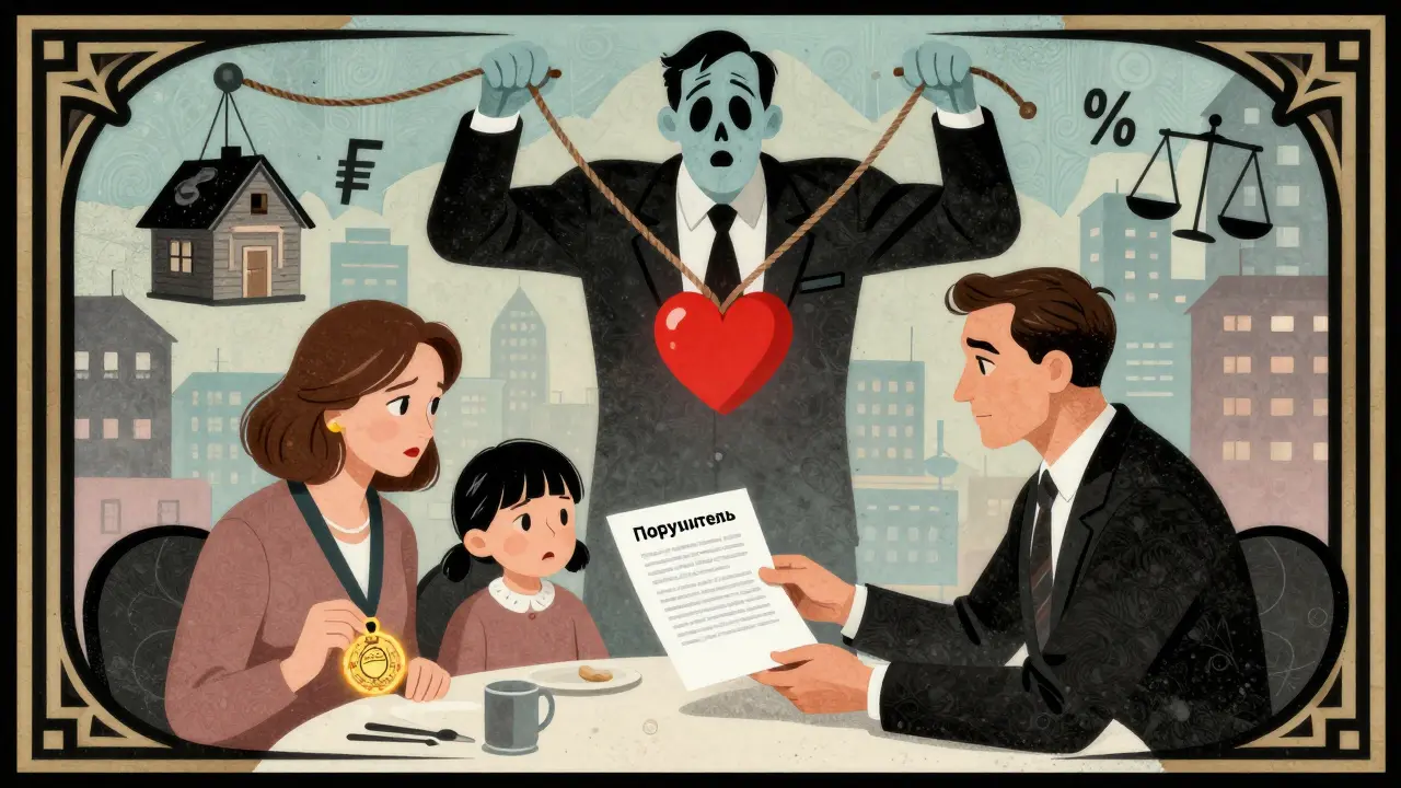 Отец дает дочери договор поручительства, а банк наблюдает за их напряженной ситуацией.
