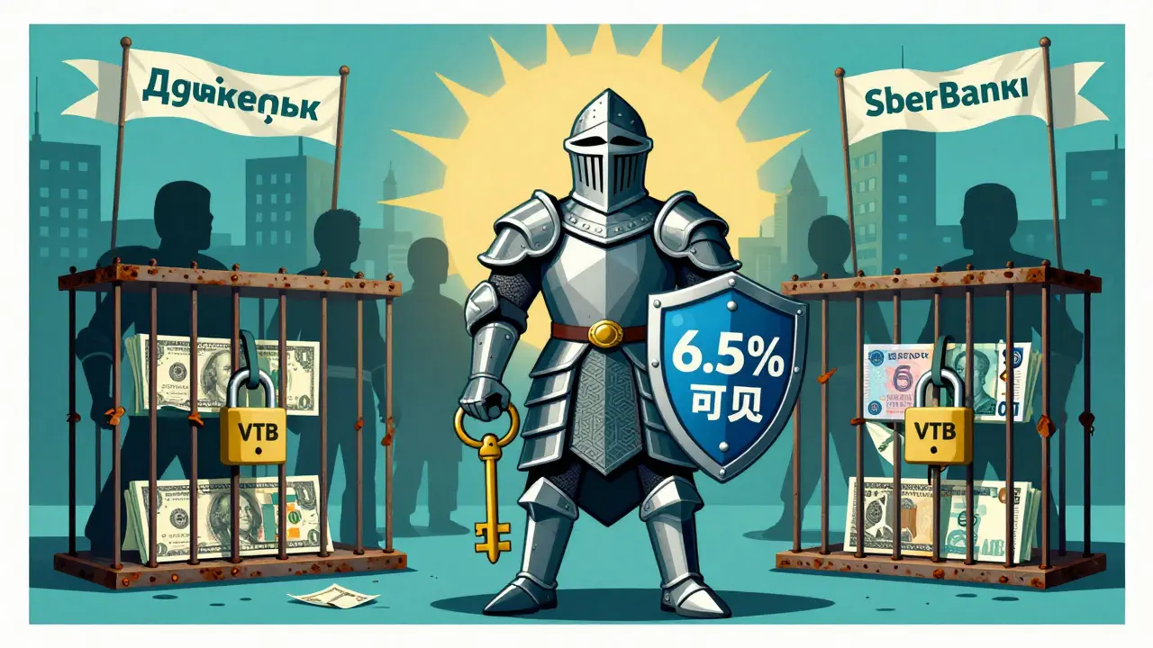 Юань как рыцарь с щитом 6,5% против заключённых доллара и евро в клетках санкций.