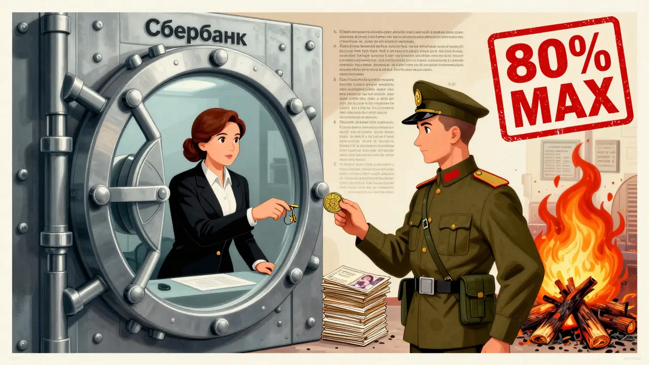 Солдат получает ключ от банка с монетой 383 900 рублей, рядом горят отклонённые заявки.