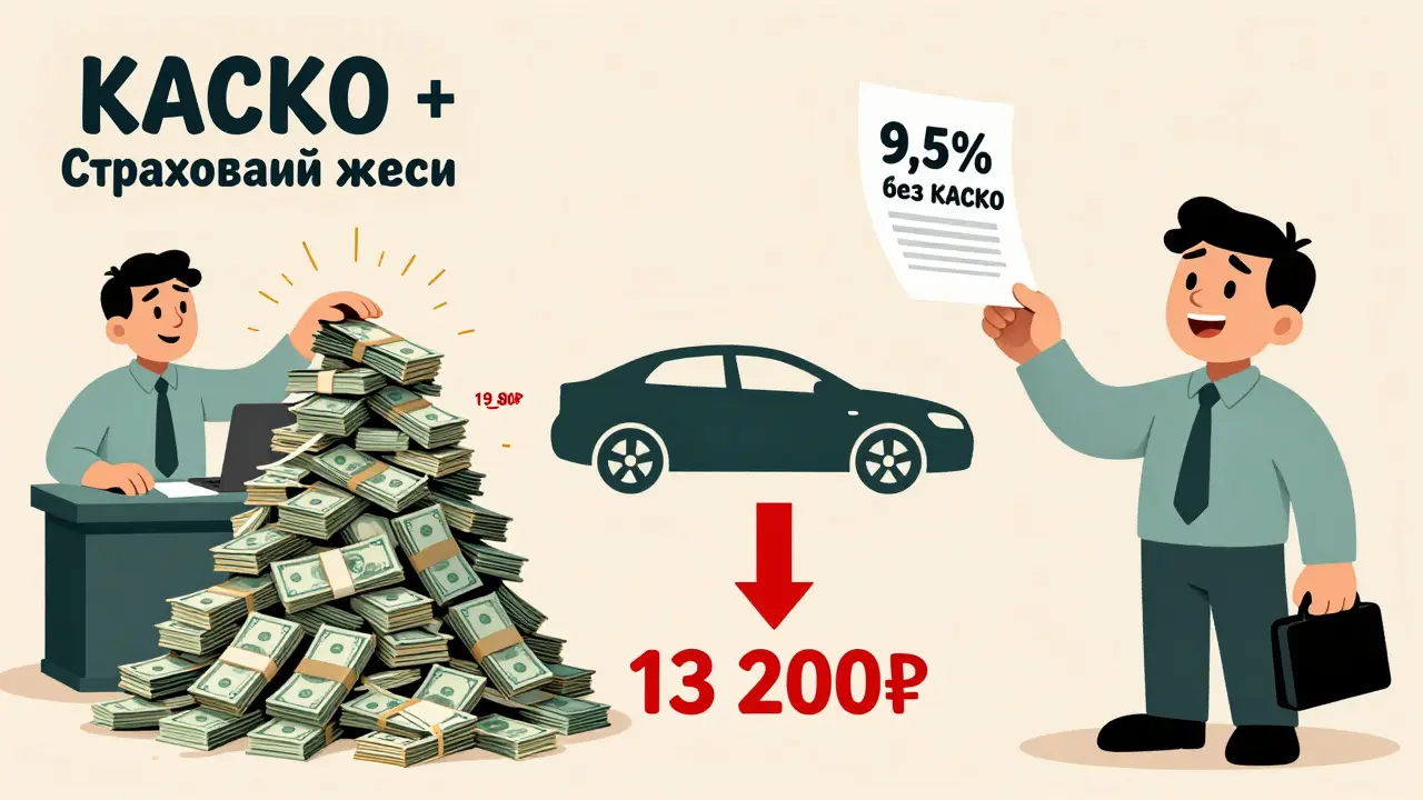 Сравнение высоких расходов с КАСКО и выгодного рефинансирования без него.