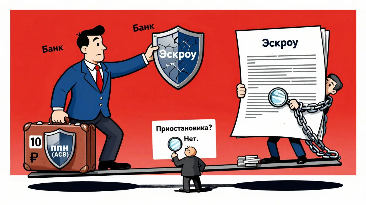Весы: страхование АСВ против бесконечного ипотечного долга, банк держит эскроу-счет как инструмент.