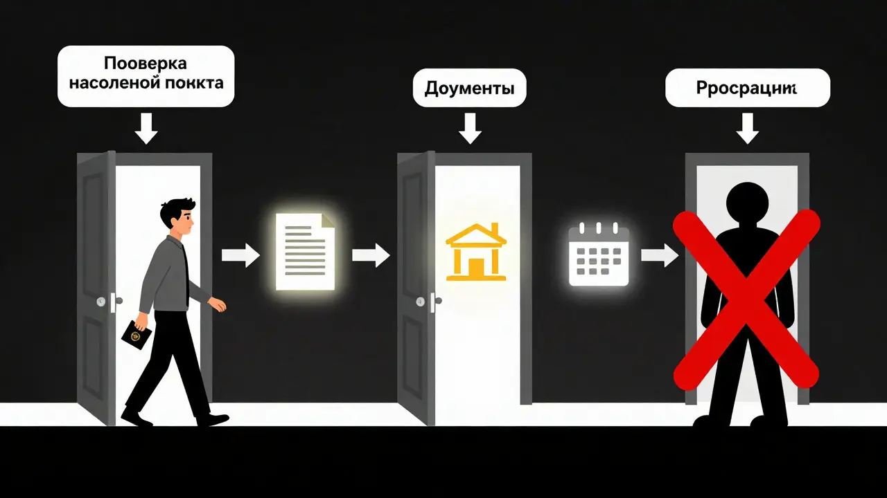 Графическая схема оформления сельской ипотеки с ключевыми этапами и запретом на просрочки.