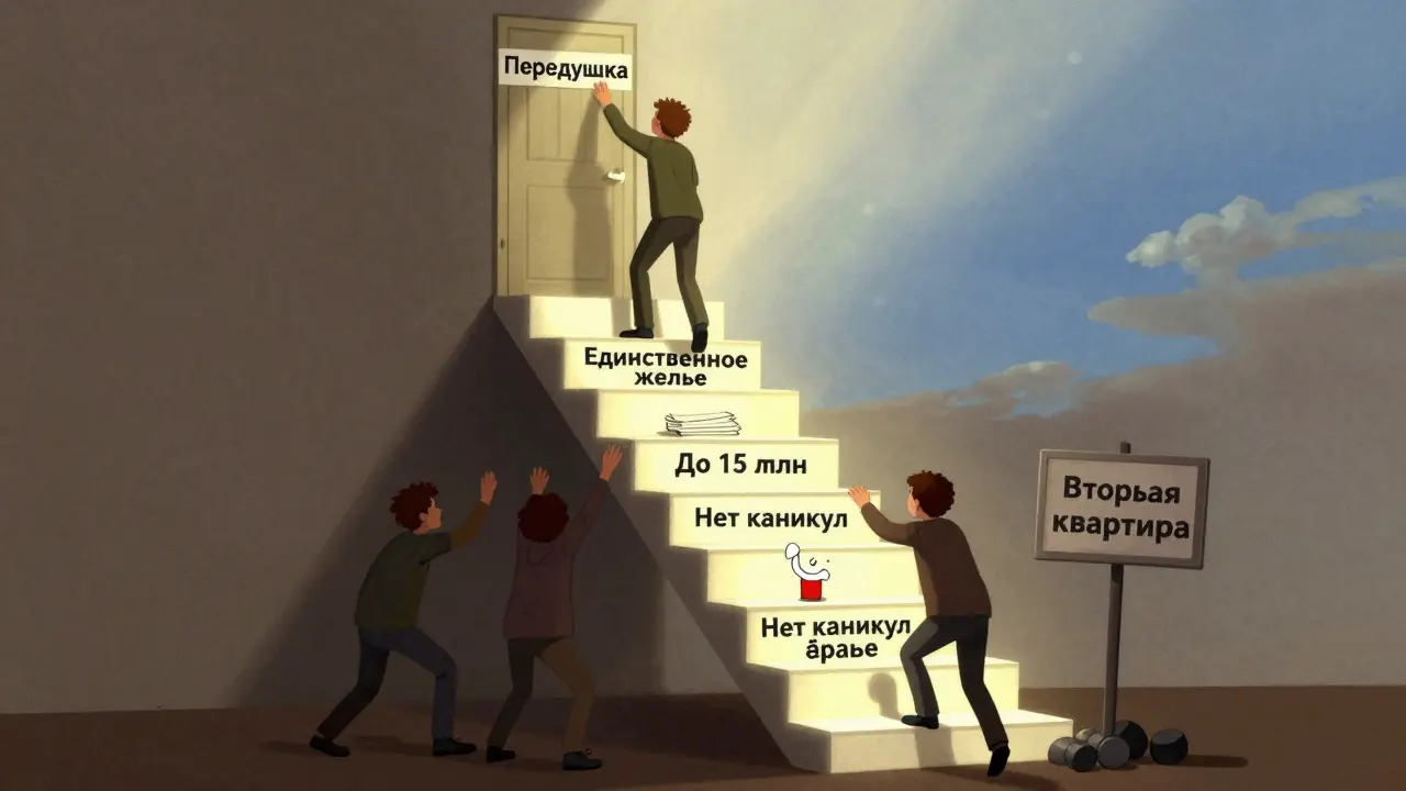 Лестница из документов ведёт к двери передышки — условия и препятствия по пути.