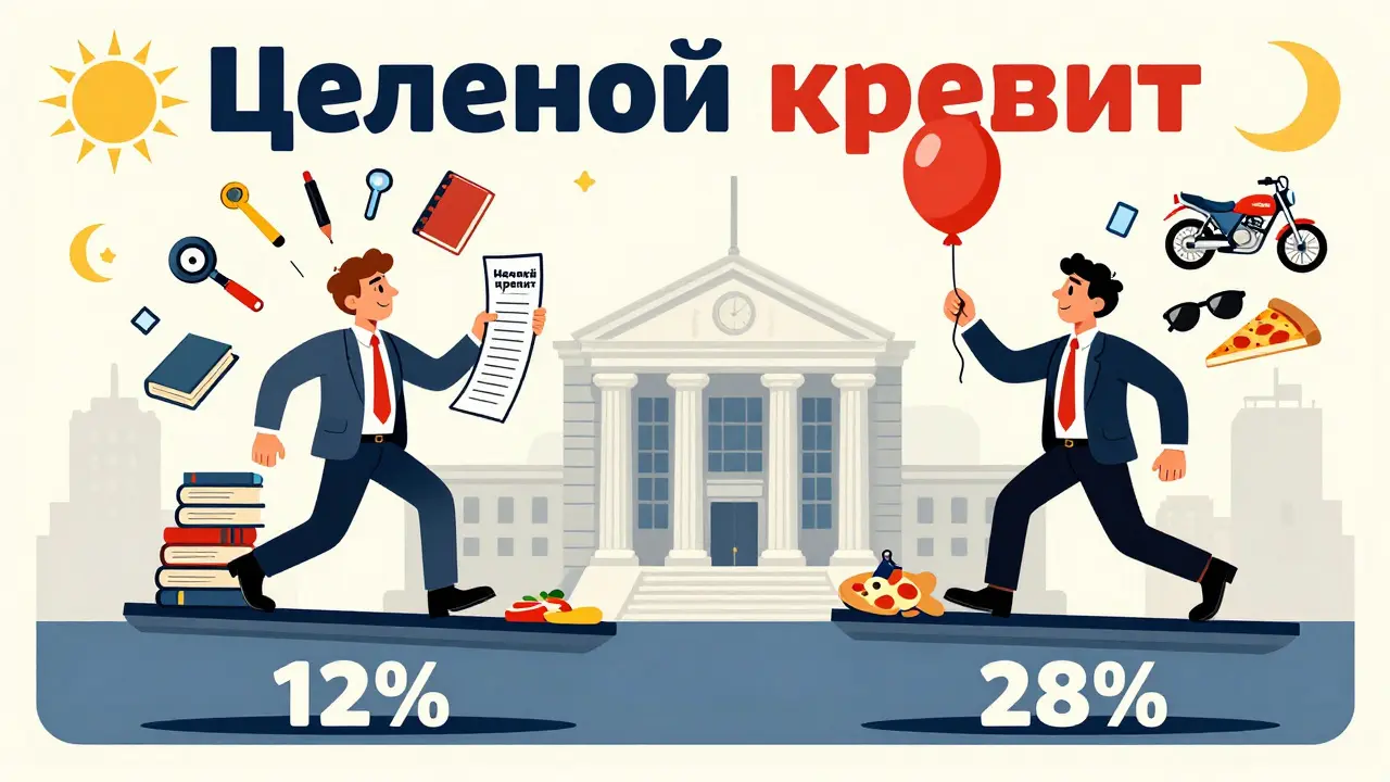 Разница между целевым и нецелевым кредитом: один — с полезными вещами, другой — с бесполезными тратами.