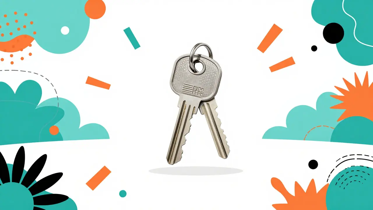 Абстрактное изображение ключа от квартиры как символ полной собственности