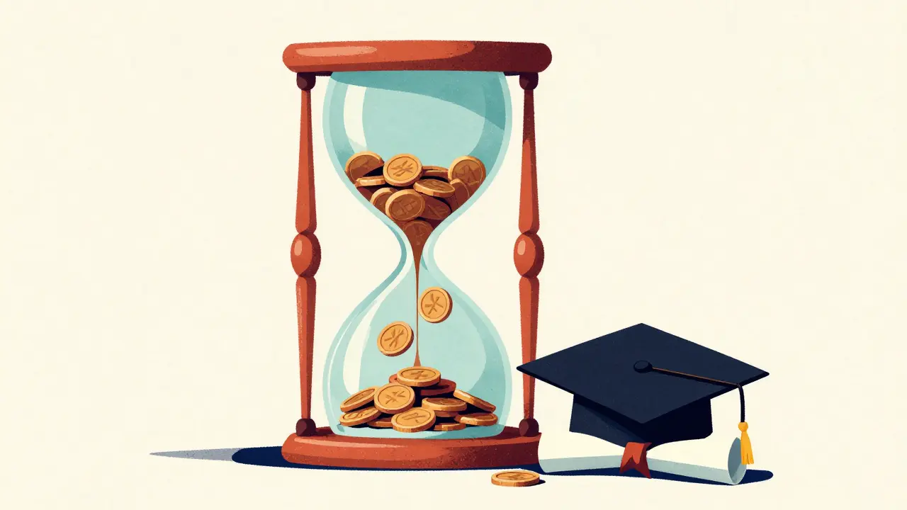 Песочные часы, превращающие монеты в диплом об образовании