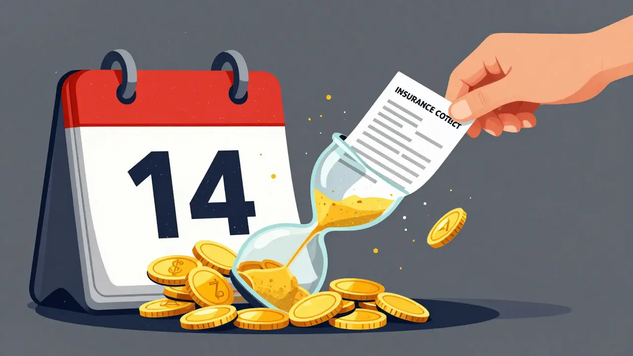 Стилизованные песочные часы с монетами и календарным листом с числом 14