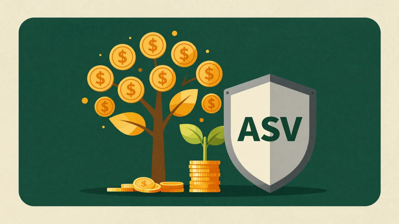 Золотое дерево из монет, символизирующее рост сбережений и страховку