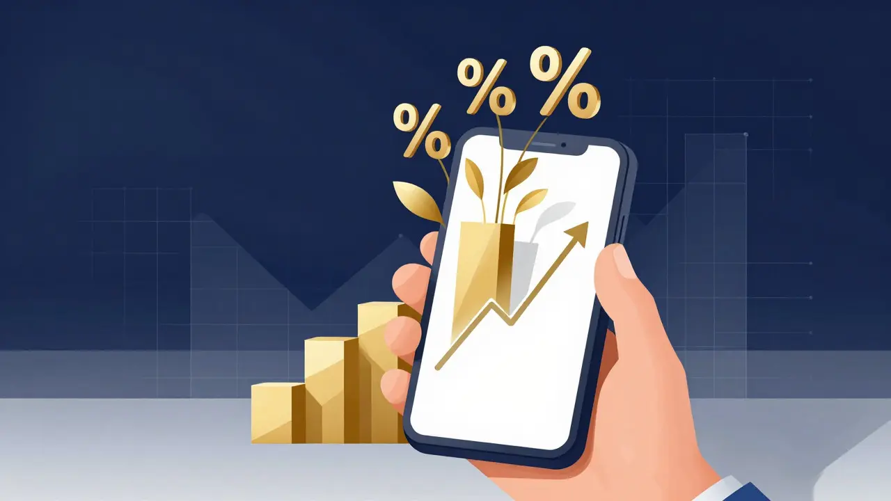 Рост дохода от депозитов через смартфон с золотыми монетами