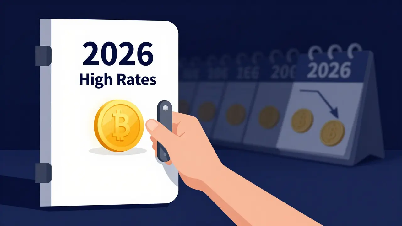 Рука запирает сейф с деньгами под высокий процент на 2026 год